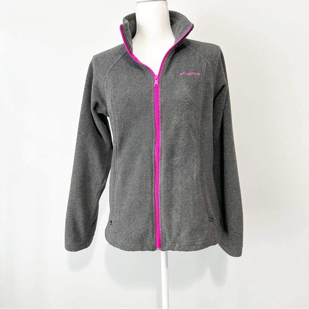 Columbia Benton springs full zip Gray Fleece Jacket size small pink zipper